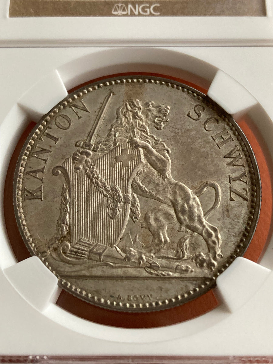 1867年 スイス 射撃祭 5フラン銀貨 シュヴィーツ祭典記念 NGC MS64 1867年 スイス 5フラン 射撃祭 シュビーツ 銀貨 NGC MS64 – LegacyCoin