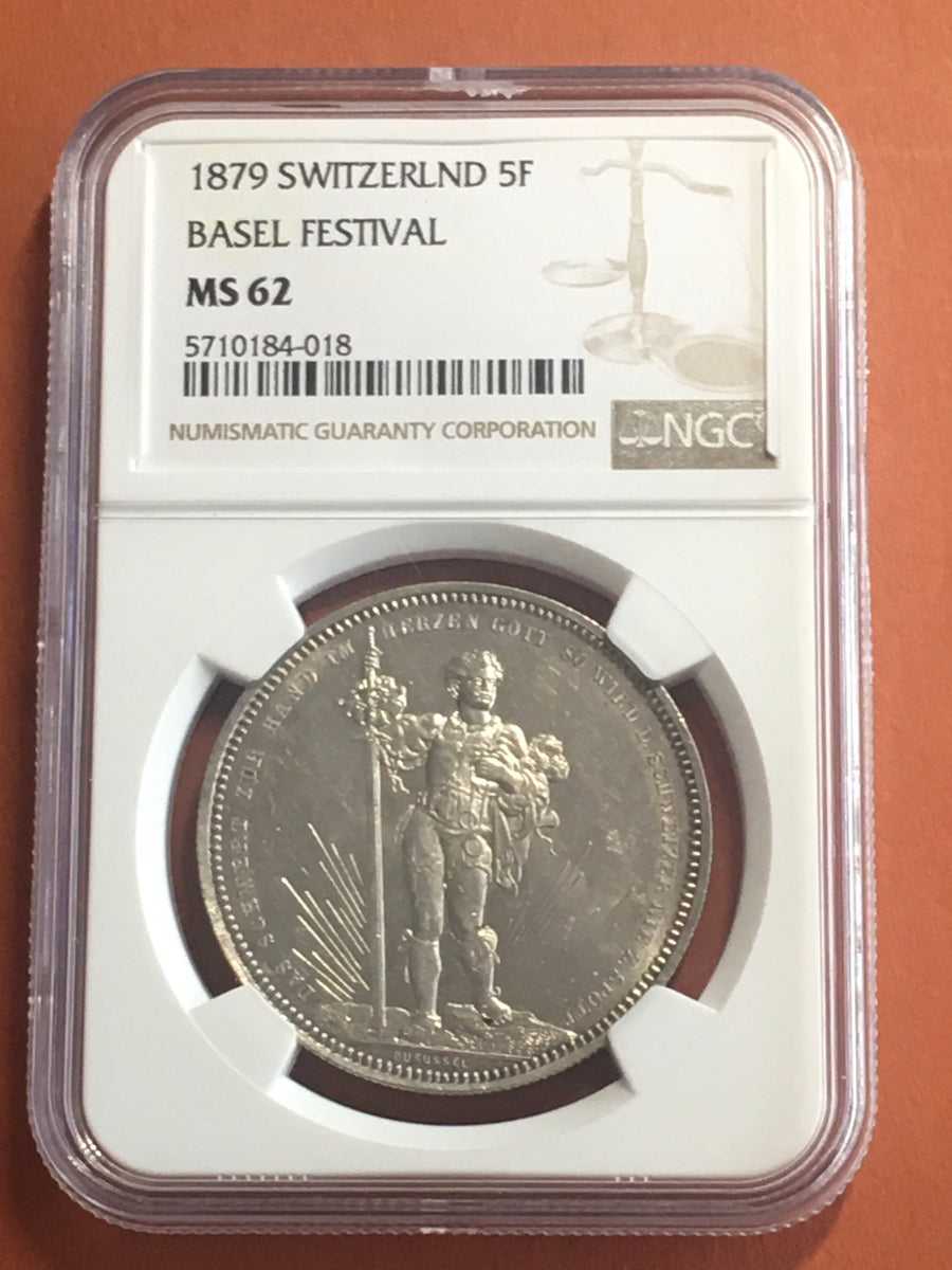 1879年 スイス バーゼル射撃祭 5フラン NGC MS62 – LegacyCoin