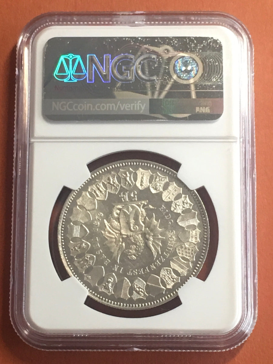 1879年 スイス バーゼル射撃祭 5フラン NGC MS62 – LegacyCoin