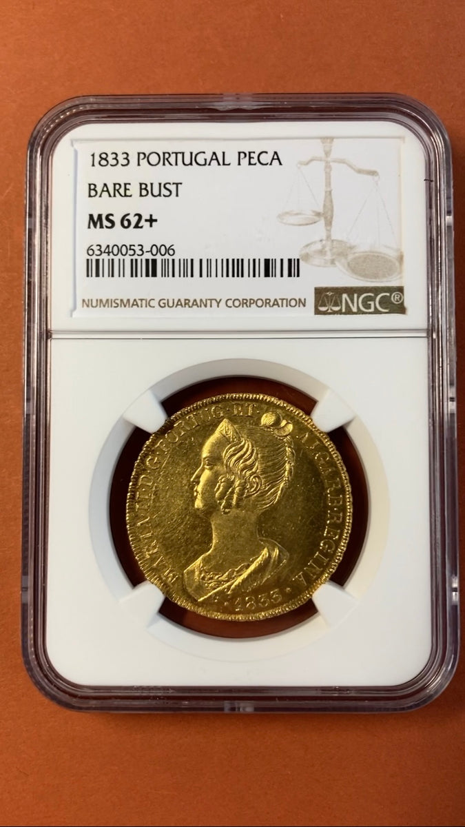 1833年 ポルトガル BARE BUST ペカ MS62+ NGC – LegacyCoin