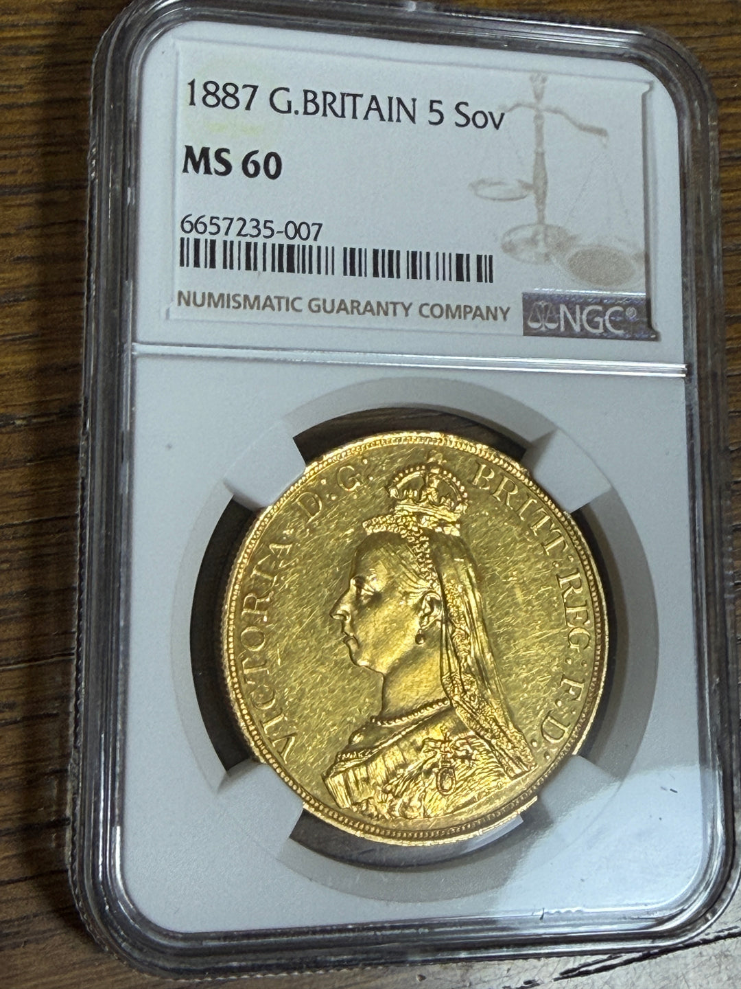 1887年 NGC MS60 イギリス 英国 ヴィクトリア女王 ジュビリーヘッド 5ソブリン金貨 5ポンド 大型金貨 アンティークコイン –  LegacyCoin