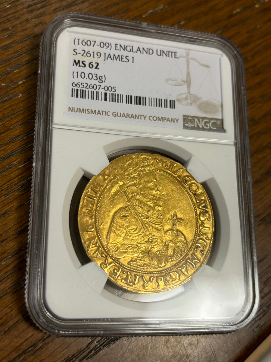 1607-1610年【準最高鑑定】ジェームス1世 ユナイト金貨 イギリス 英国 MS62 NGC PCGS アンティークコイン 希少 ジェー –  LegacyCoin