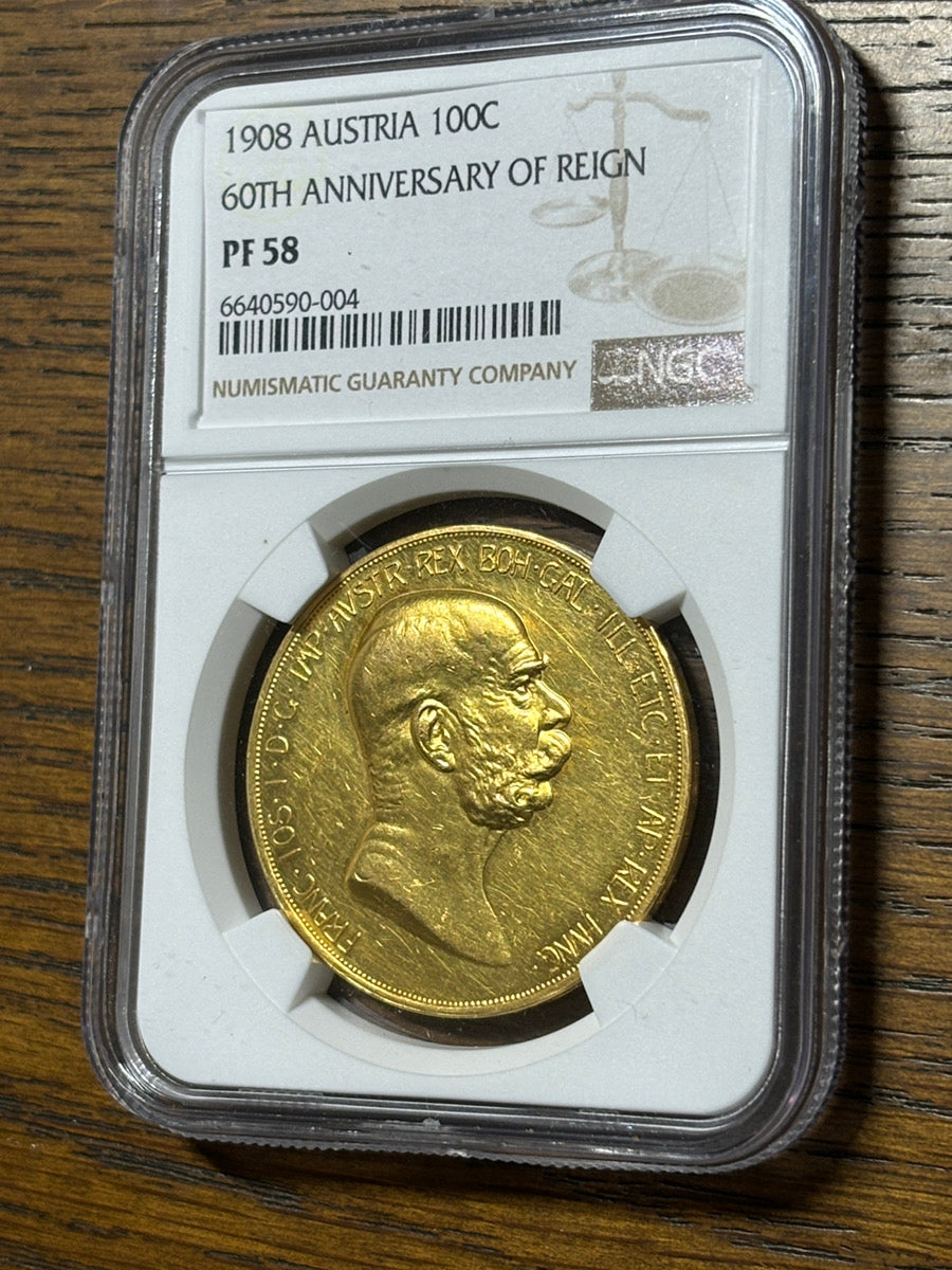 1908年 フランツ・ヨーゼフ 雲上の女神 オーストリア 金貨 PF58 NGC – LegacyCoin