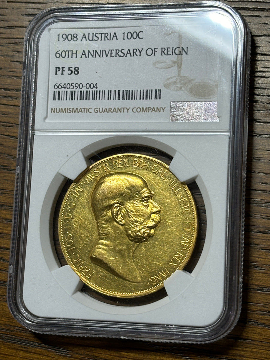 1908年 フランツ・ヨーゼフ 雲上の女神 オーストリア 金貨 PF58 NGC – LegacyCoin