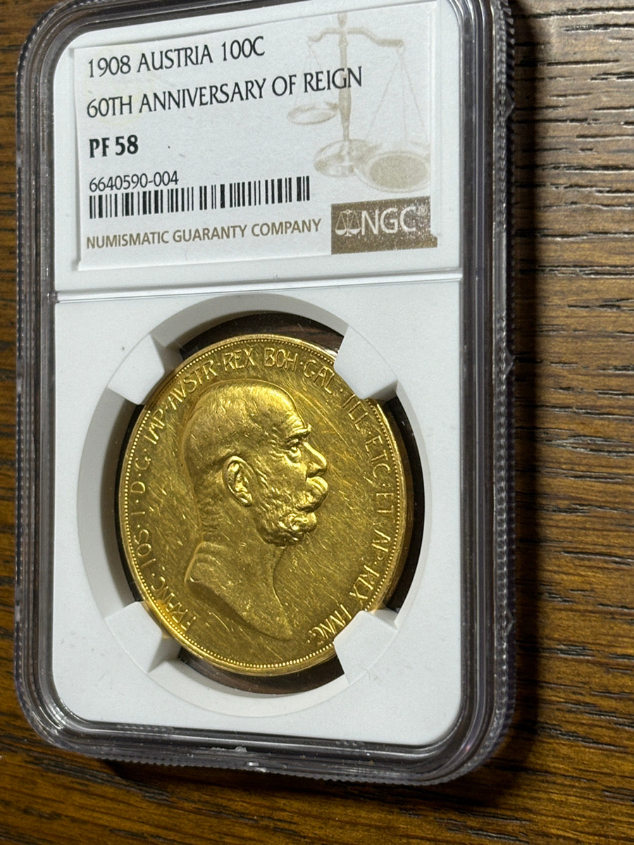 1908年 フランツ・ヨーゼフ 雲上の女神 オーストリア 金貨 PF58 NGC – LegacyCoin