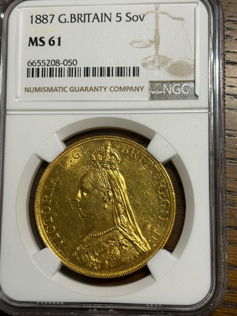 1887年 イギリス ヴィクトリア女王 5ソブリン金貨 MS61 アンティークコイン 希少 大型 英国 – LegacyCoin