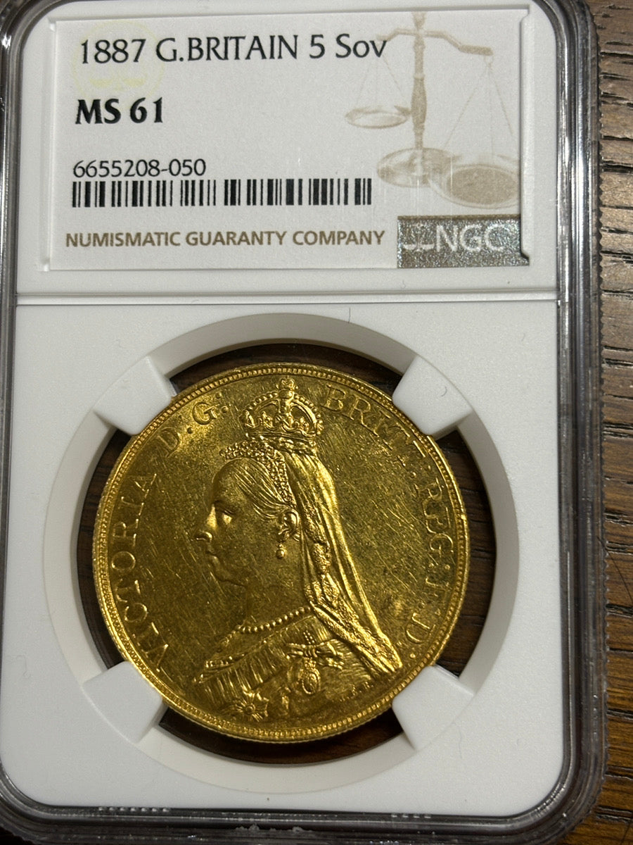 1887年 イギリス ヴィクトリア女王 5ソブリン金貨 MS61 アンティークコイン 希少 大型 英国 – LegacyCoin