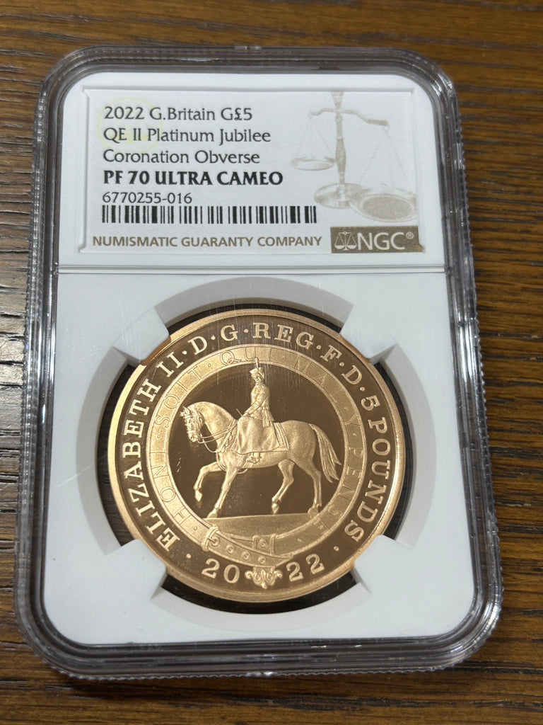 2022年 イギリス 英国 エリザベス女王 プラチナジュビリー 記念 5ポンド金貨 NGC PF70 ULTRA CAMEO – LegacyCoin