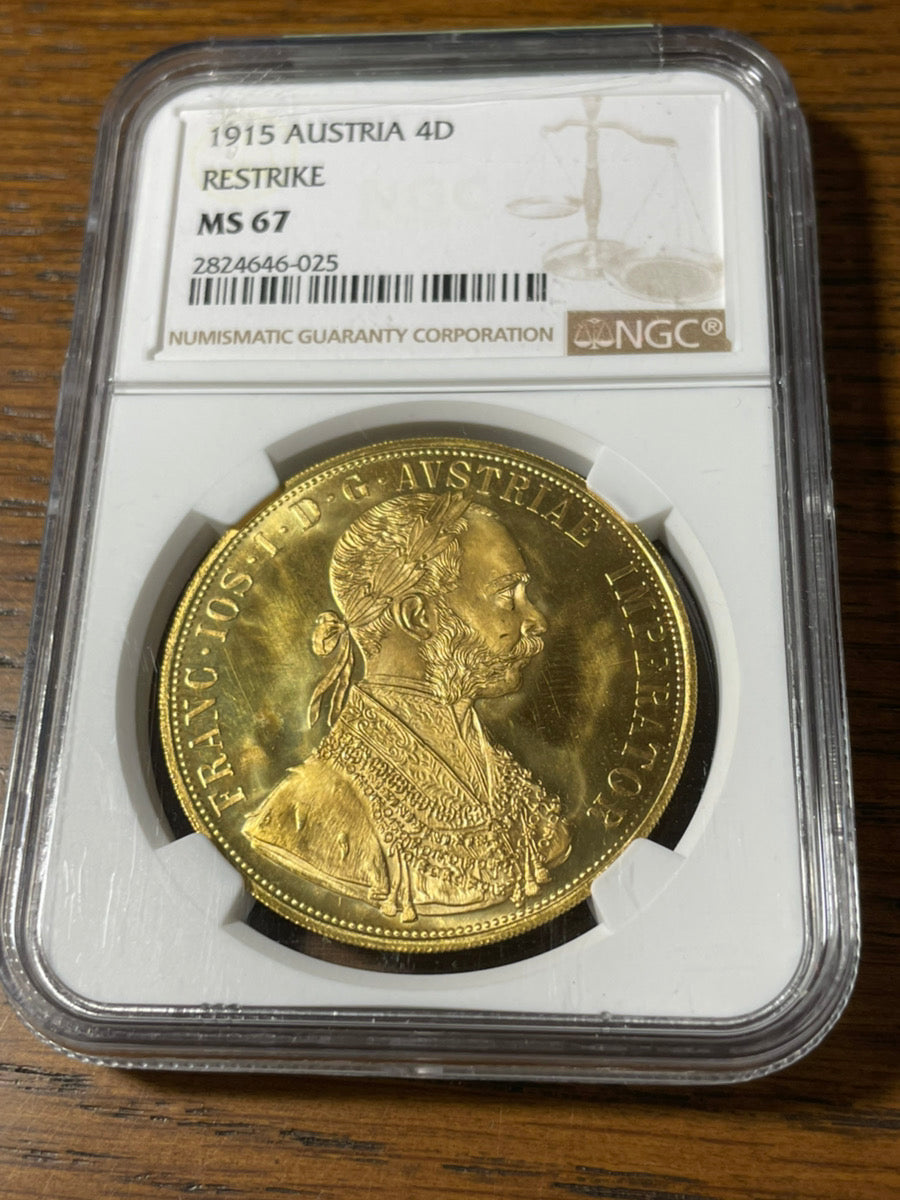 オーストリア 4ダカット 金貨 1915年 NGC MS67 フランツヨーゼフ – LegacyCoin