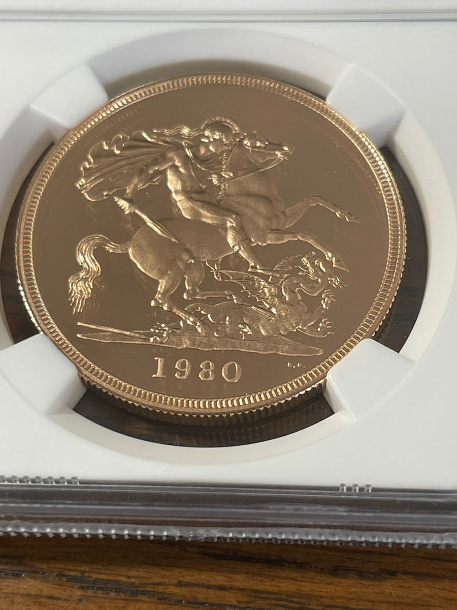 1980年 イギリス エリザベス女王 ５ソブリン金貨 NGC PF69 UC – LegacyCoin