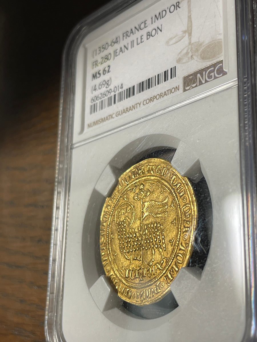 フランス 1350-64 ジャン2世 ムートンドール 金貨 黄金の羊 PCGS ...