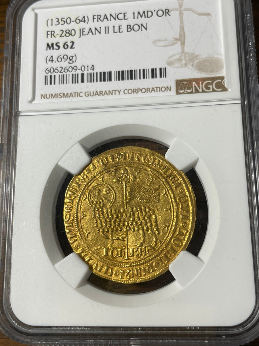フランス 1350-64 ジャン2世 ムートンドール 金貨 黄金の羊 PCGS MS62 ハンマー金貨 アンティークコイン 中世 ヨーロッパ –  LegacyCoin