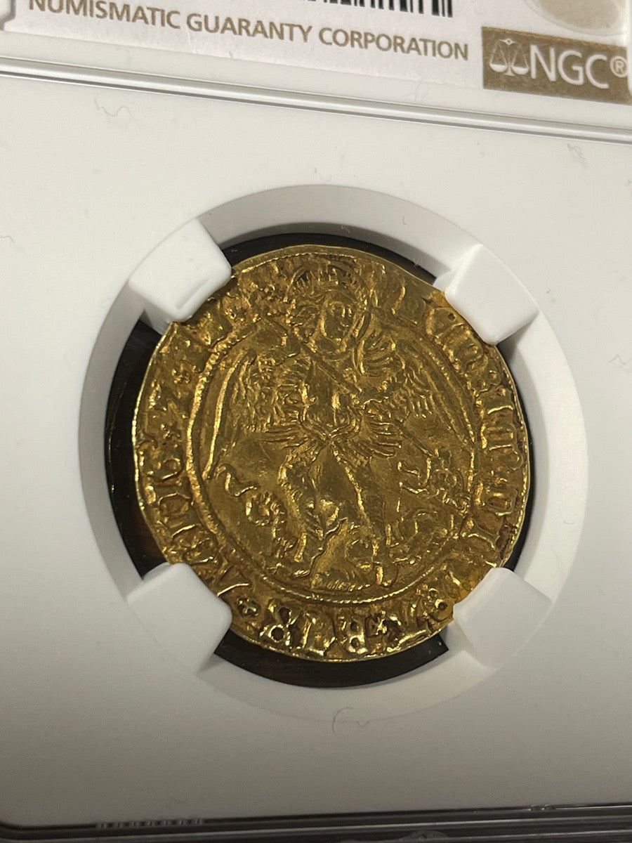 ヘンリー7世 NGC AU55 ドラゴン退治 船上に掲げる盾の紋章