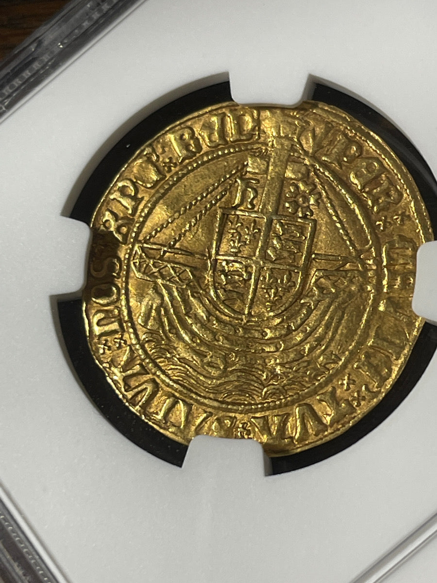 ヘンリー7世 NGC AU55 ドラゴン退治 船上に掲げる盾の紋章