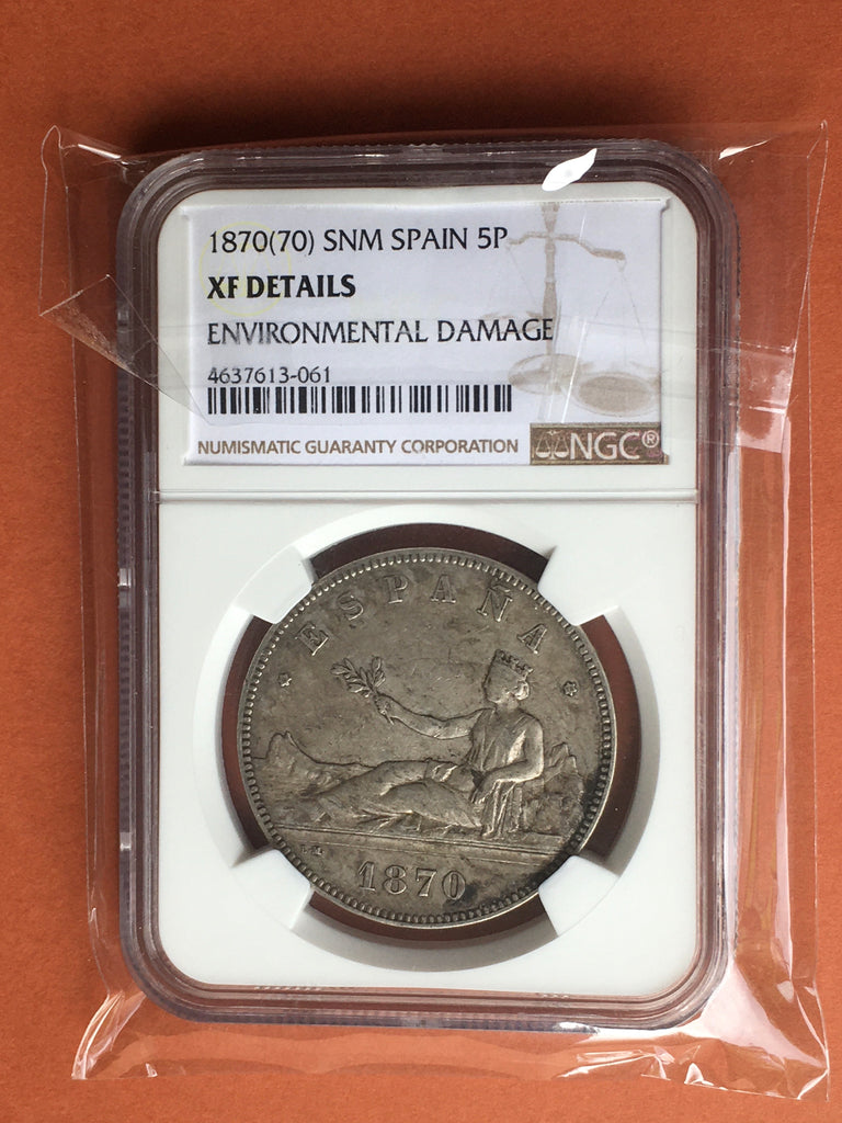 1870年 スペイン 5ペセタ銀貨 – LegacyCoin