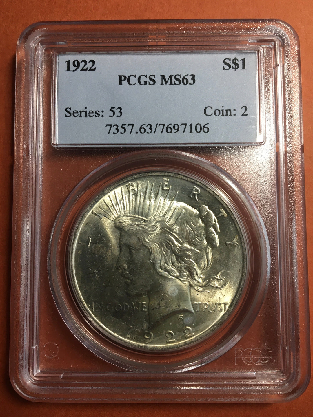 ピースダラー　PCGS MS63 1922年【週末セール】 1922 $1 Peace Dollar PCGS MS63, MS63 - PCGS Auction Prices