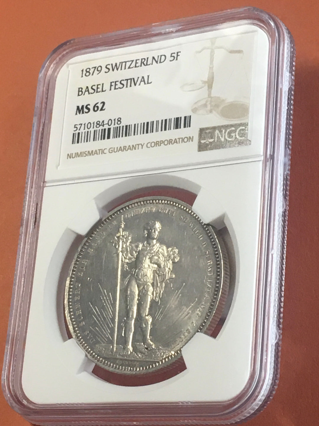 1879年 スイス バーゼル射撃祭 5フラン NGC MS62 – LegacyCoin