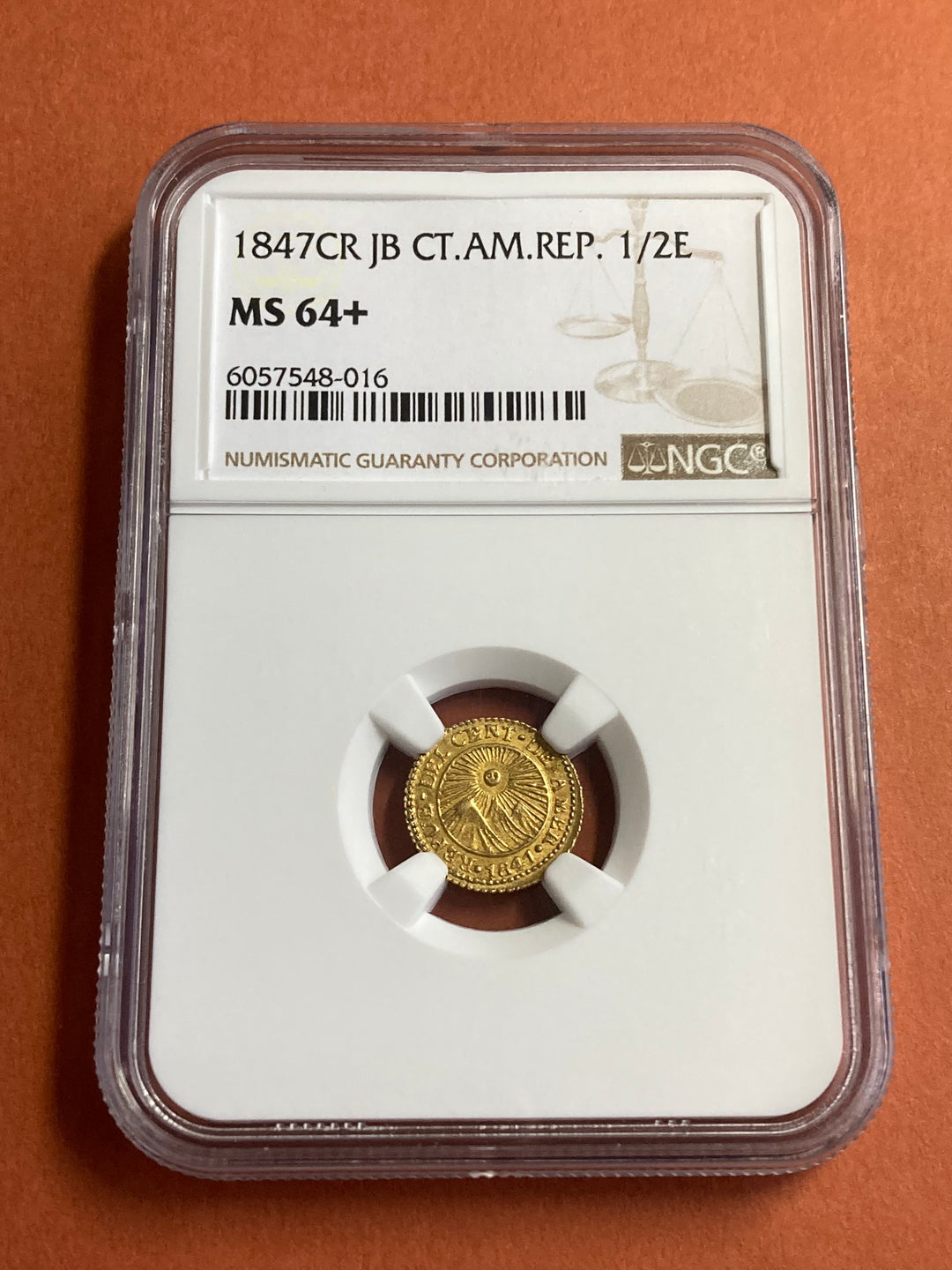 1847年 コスタリカ 中央アメリカ連邦共和国 1/2エスクード 金貨 NGC MS 64＋ – LegacyCoin