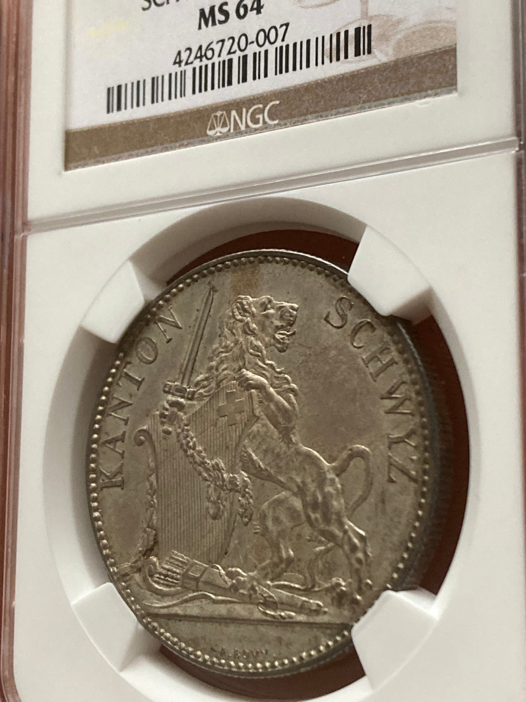 1867年 スイス 射撃祭 5フラン銀貨 シュヴィーツ祭典記念 NGC MS64 1867年 スイス 5フラン 射撃祭 シュビーツ 銀貨 NGC MS64 – LegacyCoin