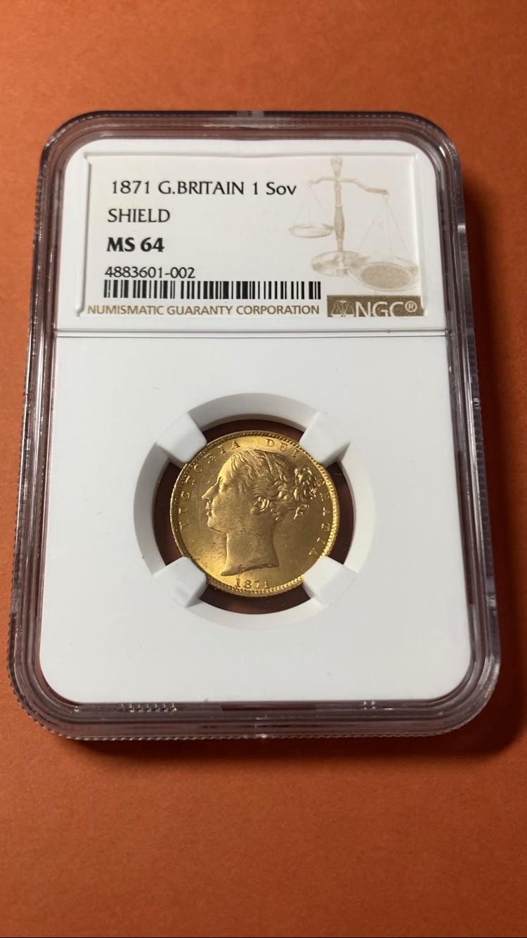 1871年 イギリス ソブリン金貨 ヴィクトリア女王 １Sov MS64 ヴィクトリア・ヤング 英国 – LegacyCoin